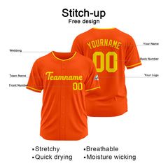 Benutzerdefinierte Authentisch Baseball-Trikot Orange Gelb