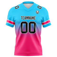 Benutzerdefinierte Hellblau Rosa Gradient Fußball Trikots Personalisierter Name Nummer Logo