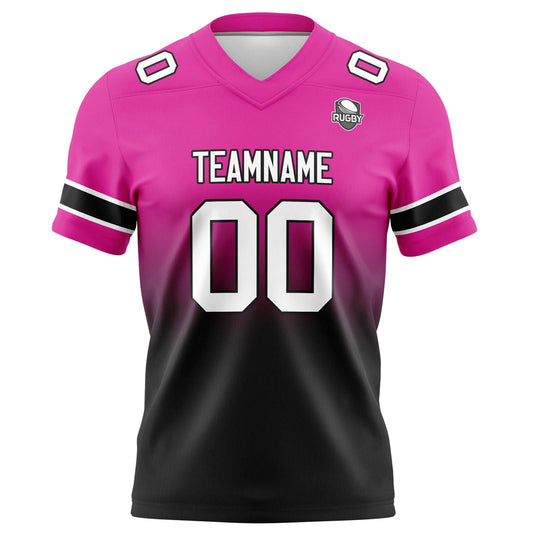 Benutzerdefinierte Rose & Schwarz Gradient Fußball Trikots Personalisierter Name Nummer Logo