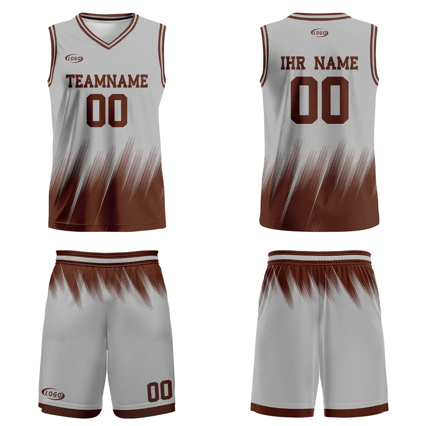 Benutzerdefinierter Grau Braun Basketball Jersey Uniform Anzug gedruckt Ihr Logo Name Nummer