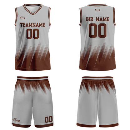 Benutzerdefinierter Grau Braun Basketball Jersey Uniform Anzug gedruckt Ihr Logo Name Nummer