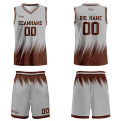 Benutzerdefinierter Grau Braun Basketball Jersey Uniform Anzug gedruckt Ihr Logo Name Nummer