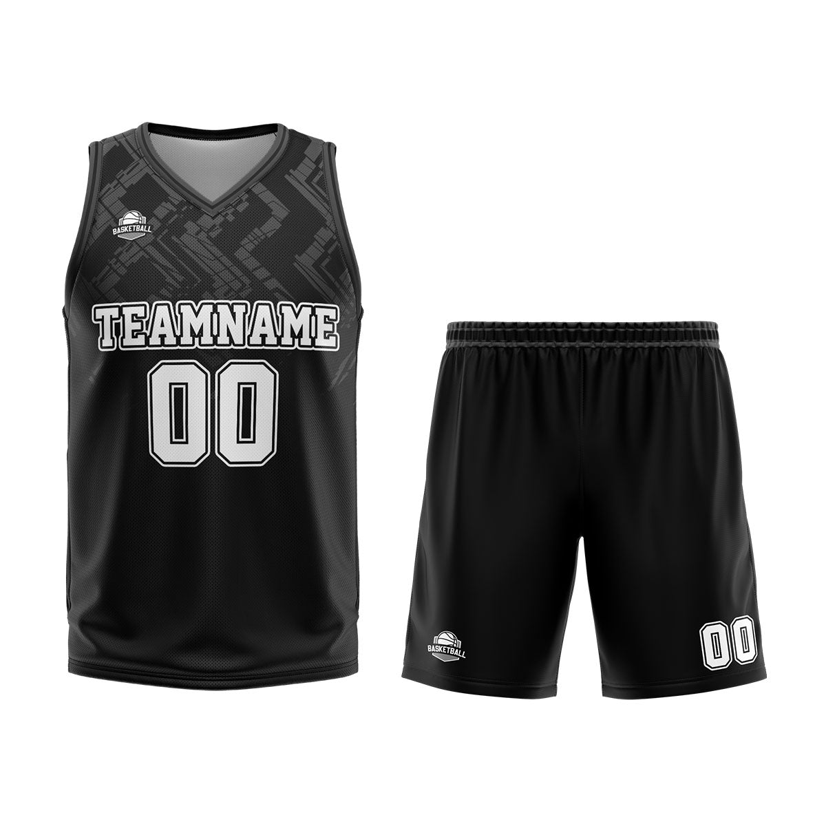 Benutzerdefinierter Schwarz Grau Basketball Jersey Uniform Anzug gedruckt Ihr Logo Name Nummer