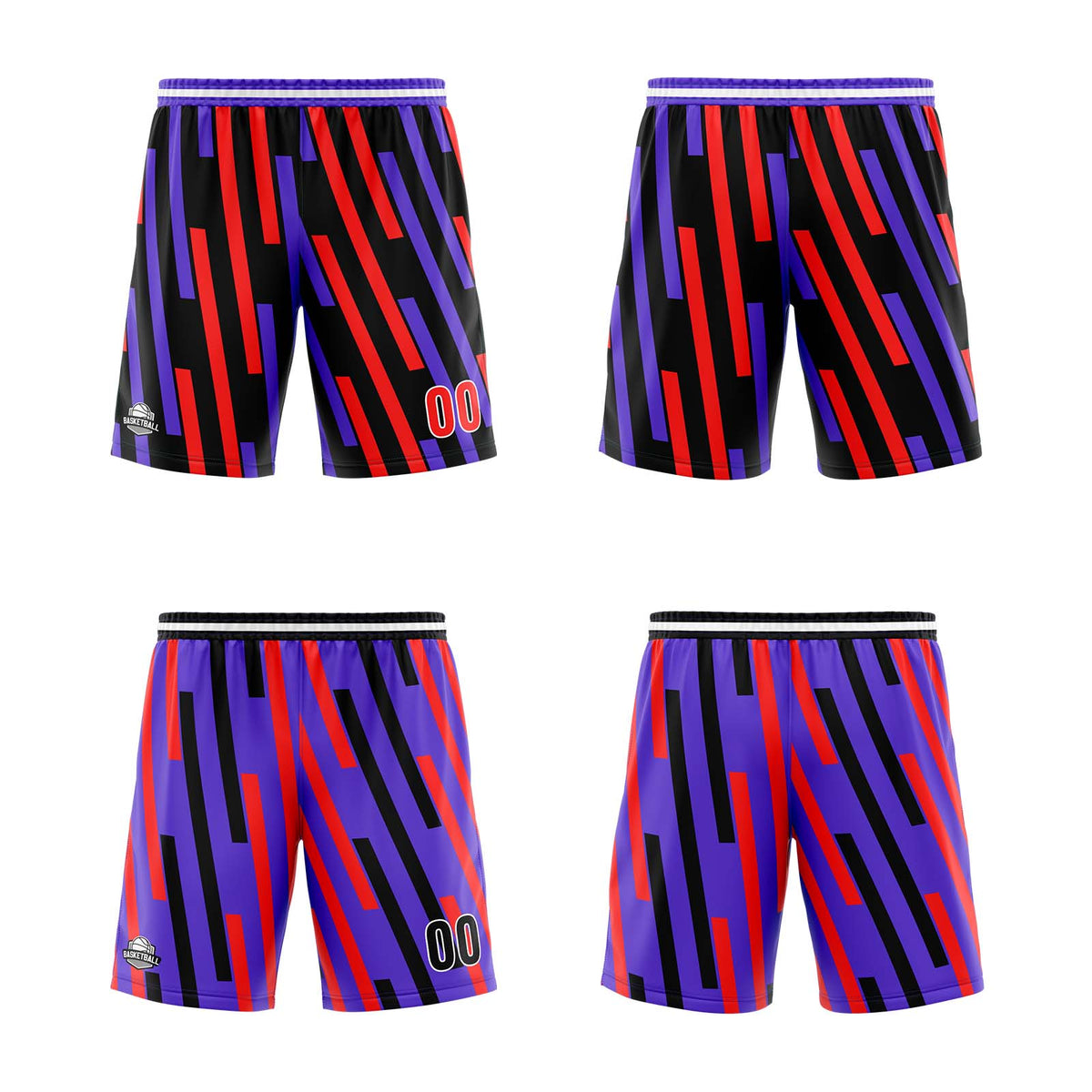 Benutzerdefinierte Rot Lila Reversible Basketball Jersey Personalisierte Print Name Nummer Logo