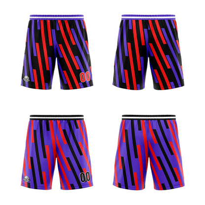 Benutzerdefinierte Rot Lila Reversible Basketball Jersey Personalisierte Print Name Nummer Logo