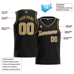 Benutzerdefinierte Authentisch  Basketball Trikot Schwarzes Gold