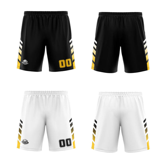Benutzerdefinierte Schwarz Weiß Gelb Reversible Basketball Jersey Personalisierte Print Name Nummer Logo