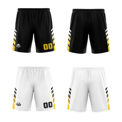 Benutzerdefinierte Schwarz Weiß Gelb Reversible Basketball Jersey Personalisierte Print Name Nummer Logo