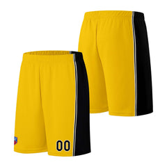 Individuelle Basketball-Jersey-Shorts für Männer und Frauen. Gestickter und gedruckter Name, Nummer und Logo Gelb