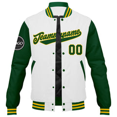 Benutzerdefinierte Verlauf Varsity-Jacke. Letterman-Jacke Grün Gelb Weiß