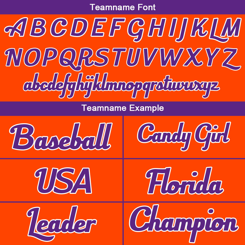 Benutzerdefinierte Authentisch Baseball-Trikot Orange- Lila