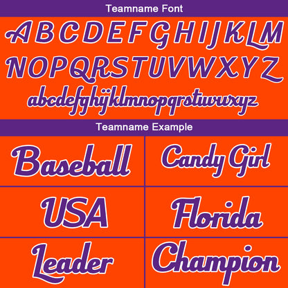 Benutzerdefinierte Authentisch Baseball-Trikot Orange- Lila