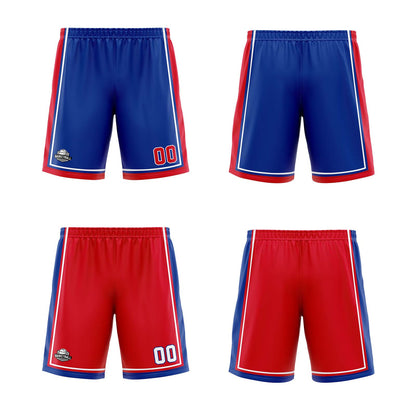 Benutzerdefinierte Royal Rot Weiß Reversible Basketball Jersey Personalisierte Print Name Nummer Logo