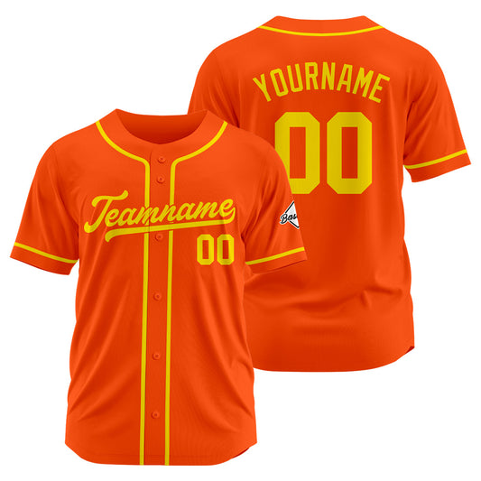 Benutzerdefinierte Authentisch Baseball-Trikot Orange Gelb