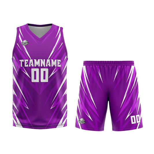 Benutzerdefinierter Lila Basketball Jersey Uniform Anzug gedruckt Ihr Logo Name Nummer