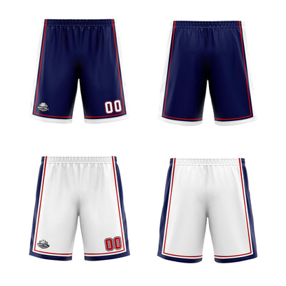 Benutzerdefinierte Marine Weiß Rot Reversible Basketball Jersey Personalisierte Print Name Nummer Logo