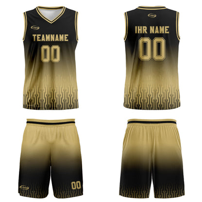 Benutzerdefinierter Schwarz Hellbraun Farbverlauf Basketball Jersey Uniform Anzug gedruckt Ihr Logo Name Nummer