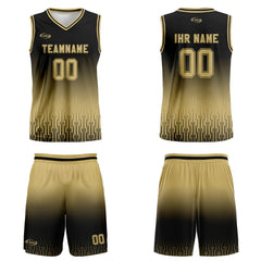Benutzerdefinierter Schwarz Hellbraun Farbverlauf Basketball Jersey Uniform Anzug gedruckt Ihr Logo Name Nummer
