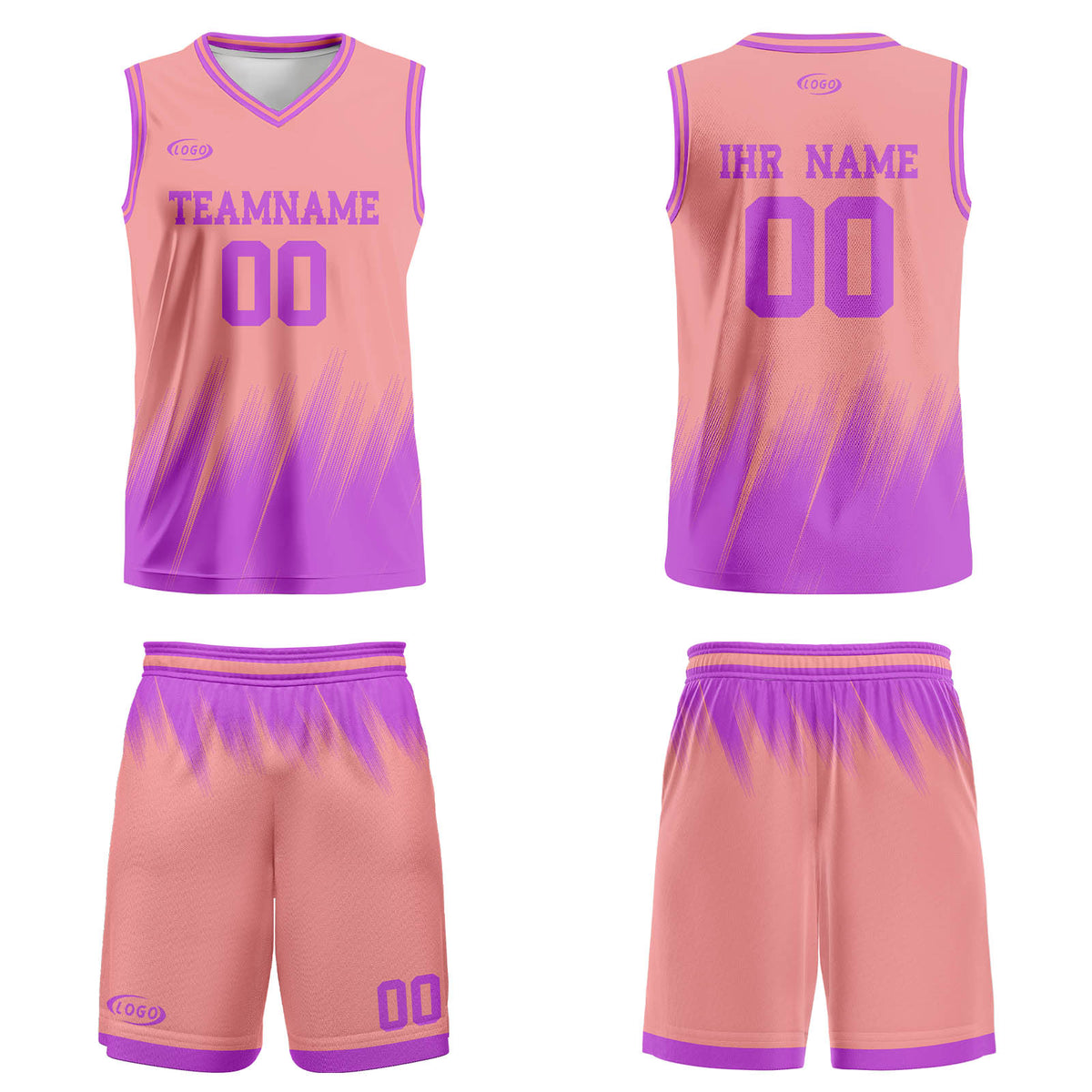 Benutzerdefinierter Pink Lila Basketball Jersey Uniform Anzug gedruckt Ihr Logo Name Nummer