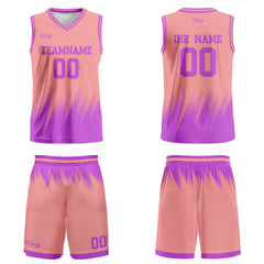 Benutzerdefinierter Pink Lila Basketball Jersey Uniform Anzug gedruckt Ihr Logo Name Nummer