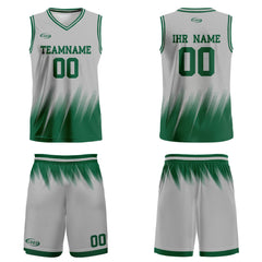 Benutzerdefinierter Grau Grün Basketball Jersey Uniform Anzug gedruckt Ihr Logo Name Nummer