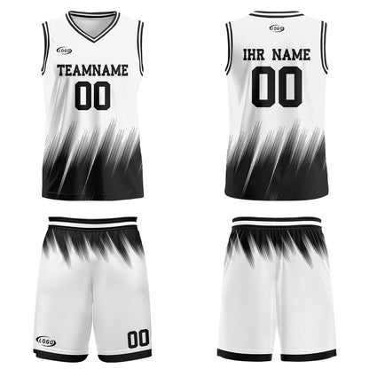 Benutzerdefinierter Weiß Schwarz Basketball Jersey Uniform Anzug gedruckt Ihr Logo Name Nummer