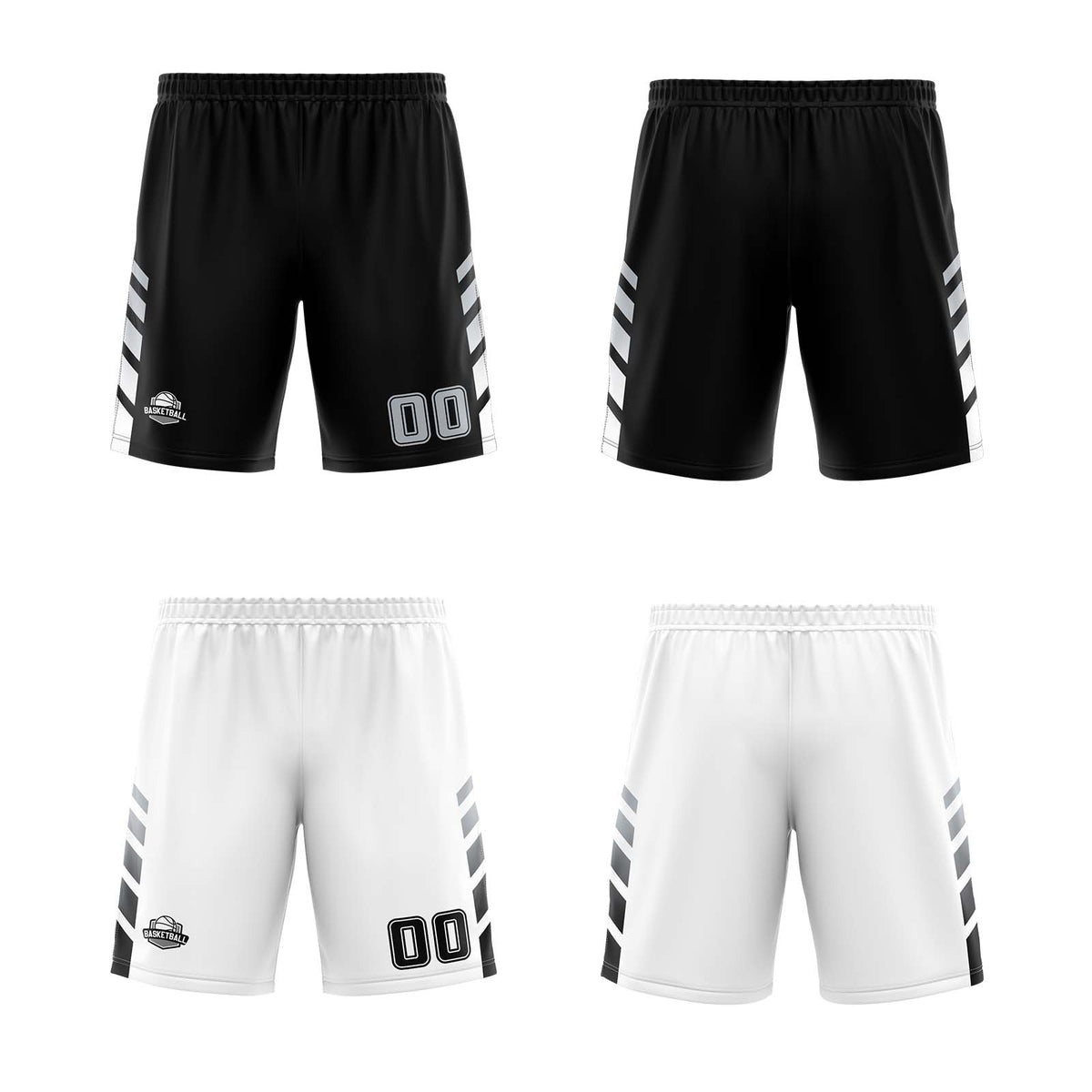 Benutzerdefinierte Schwarz Weiß Grau Reversible Basketball Jersey Personalisierte Print Name Nummer Logo