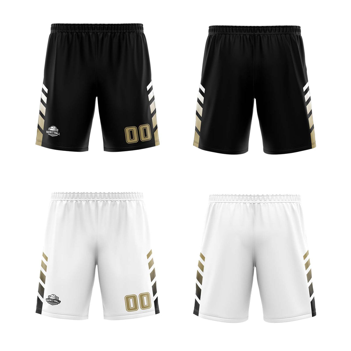 Benutzerdefinierte Schwarz Weiß Gold Reversible Basketball Jersey Personalisierte Print Name Nummer Logo