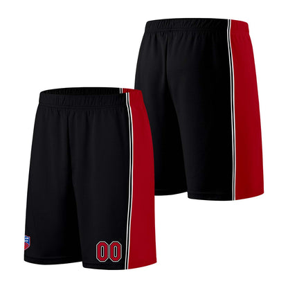Individuelle Basketball-Jersey-Shorts für Männer und Frauen. Gestickter und gedruckter Name, Nummer und Logo Schwarz