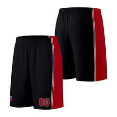 Individuelle Basketball-Jersey-Shorts für Männer und Frauen. Gestickter und gedruckter Name, Nummer und Logo Schwarz