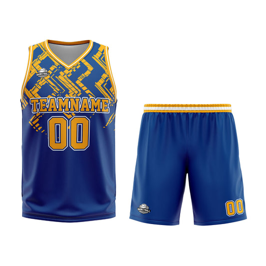 Benutzerdefinierter Blau Orange Basketball Jersey Uniform Anzug gedruckt Ihr Logo Name Nummer