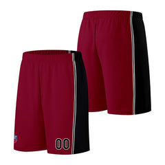 Individuelle Basketball-Jersey-Shorts für Männer und Frauen. Gestickter und gedruckter Name, Nummer und Logo Burgund