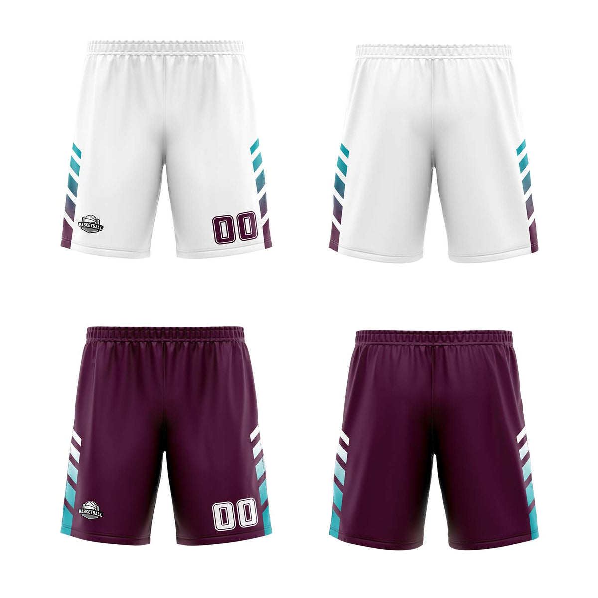 Benutzerdefinierte Weiß Granat Türkis Reversible Basketball Jersey Personalisierte Print Name Nummer Logo