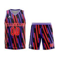 Benutzerdefinierter Rot Lila Basketball Jersey Uniform Anzug gedruckt Ihr Logo Name Nummer