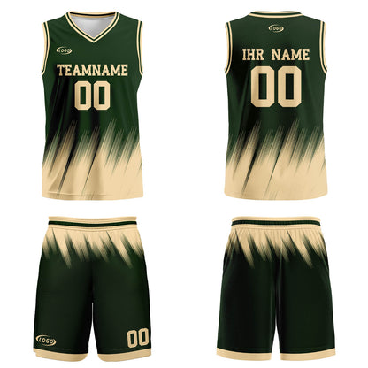 Benutzerdefinierter Olivgrün Creme Basketball Jersey Uniform Anzug gedruckt Ihr Logo Name Nummer