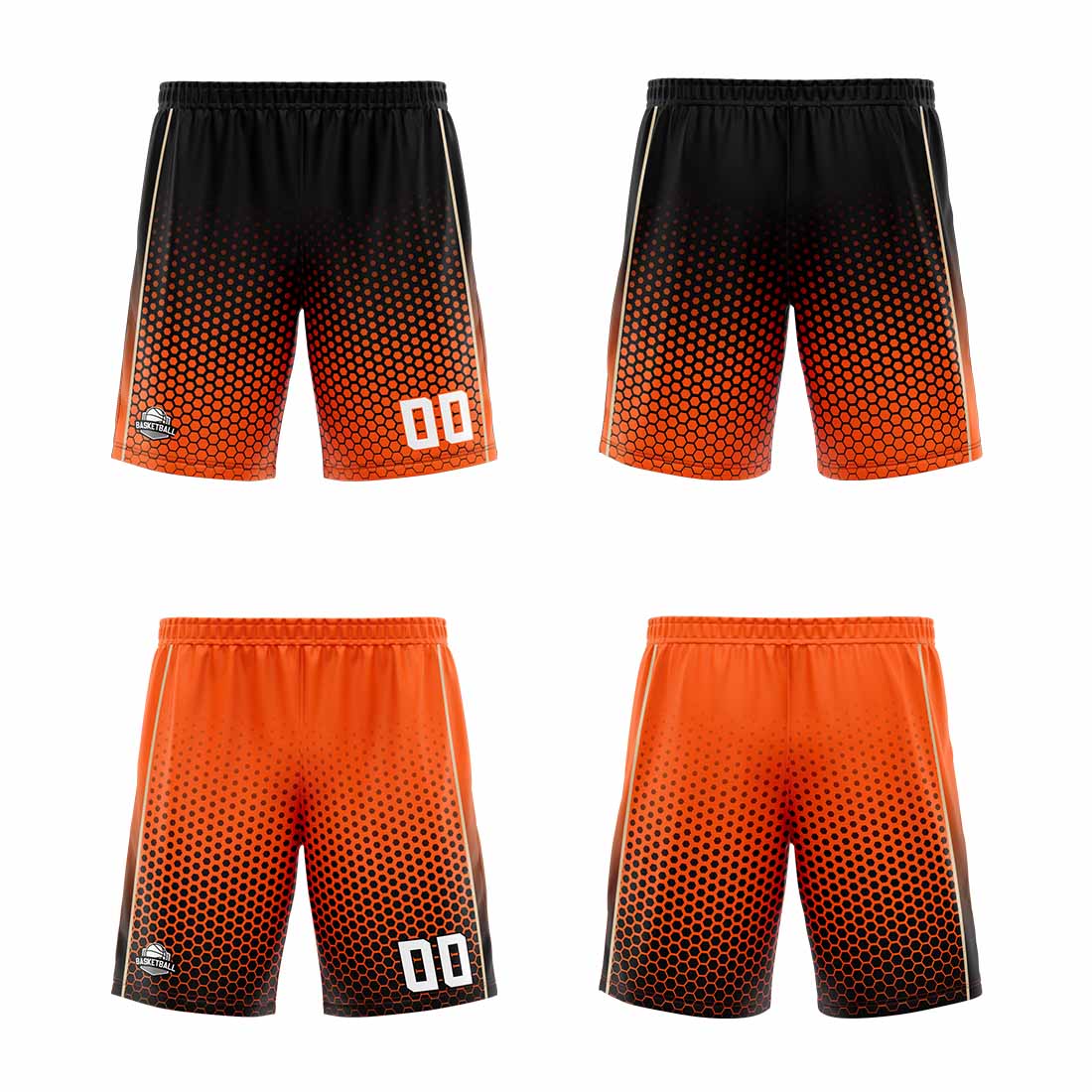 Benutzerdefinierte Schwarze Orange Creme Reversible Basketball Jersey Personalisierte Print Name Nummer Logo