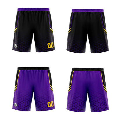 Benutzerdefinierte Schwarz Lila Reversible Basketball Jersey Personalisierte Print Name Nummer Logo