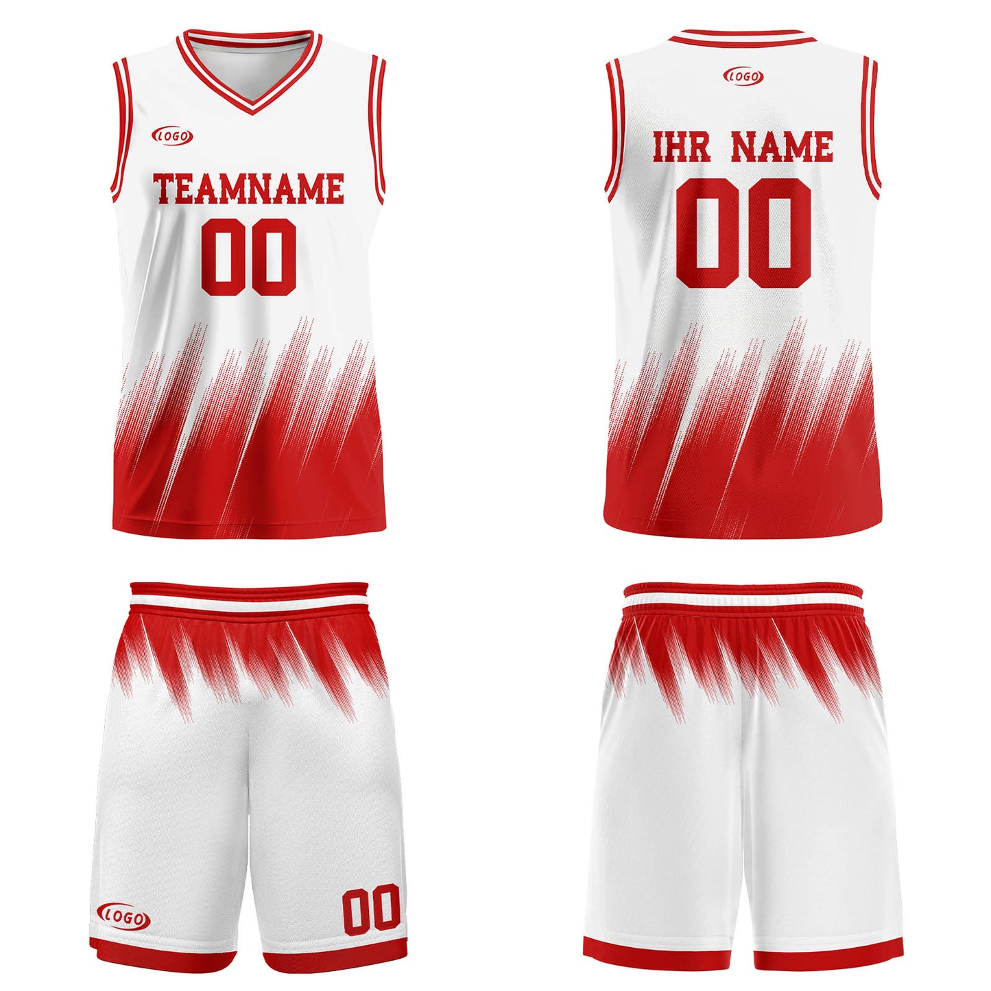 Benutzerdefinierter Weiß Rot Basketball Jersey Uniform Anzug gedruckt Ihr Logo Name Nummer