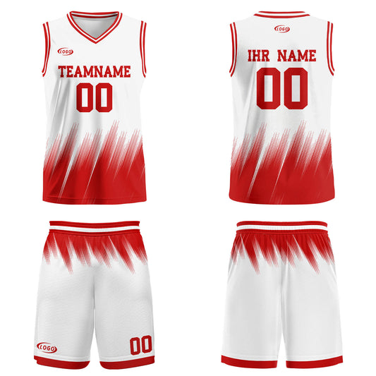 Benutzerdefinierter Weiß Rot Basketball Jersey Uniform Anzug gedruckt Ihr Logo Name Nummer