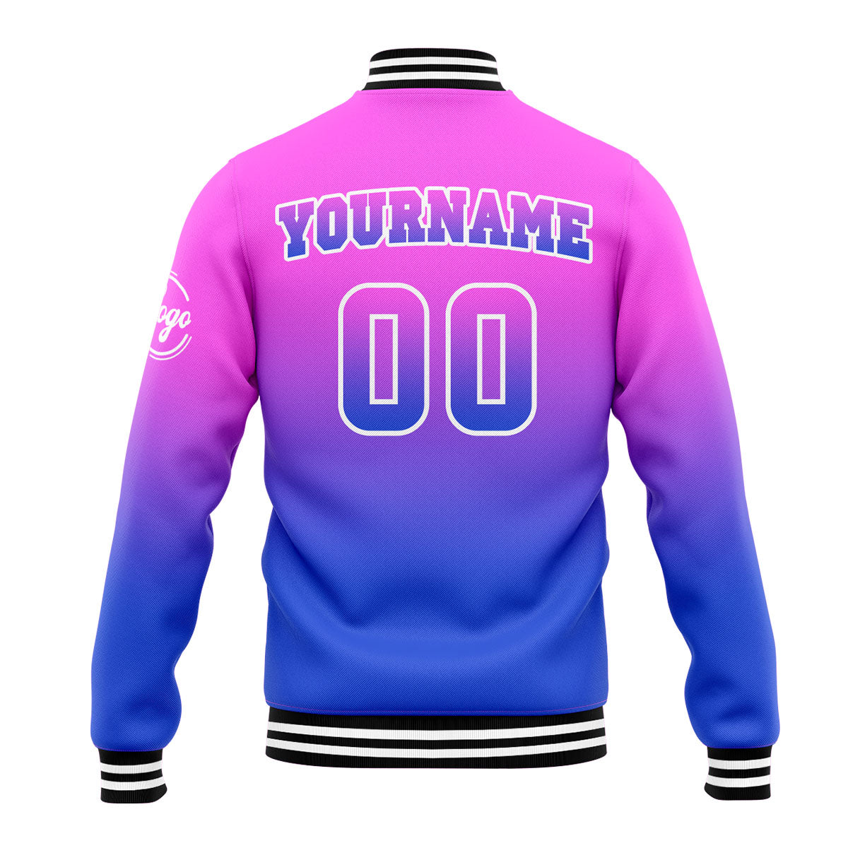 Benutzerdefinierte Verlauf Varsity-Jacke. Letterman-Jacke Rosa Blau