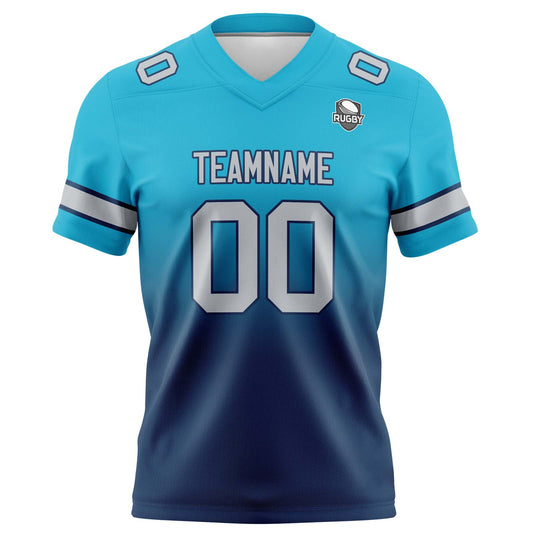 Benutzerdefinierte Aqua Dunkelblau Gradient Fußball Trikots Personalisierter Name Nummer Logo