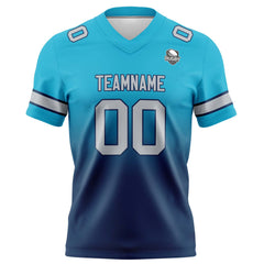 Benutzerdefinierte Aqua Dunkelblau Gradient Fußball Trikots Personalisierter Name Nummer Logo