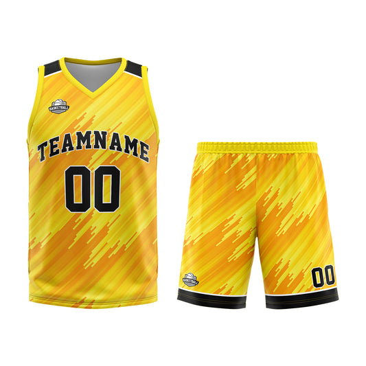 Benutzerdefinierter Gelb Basketball Jersey Uniform Anzug gedruckt Ihr Logo Name Nummer