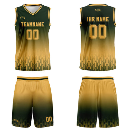 Benutzerdefinierter Olivgrün Hellbraun Farbverlauf Basketball Jersey Uniform Anzug gedruckt Ihr Logo Name Nummer