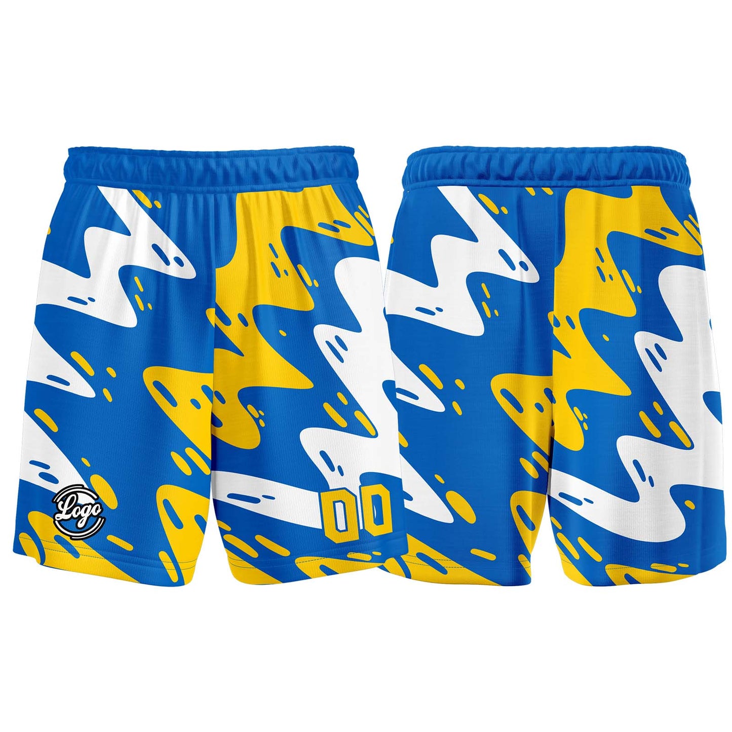 Benutzerdefinierter Blau Gelb Basketball Jersey Uniform Anzug gedruckt Ihr Logo Name Nummer