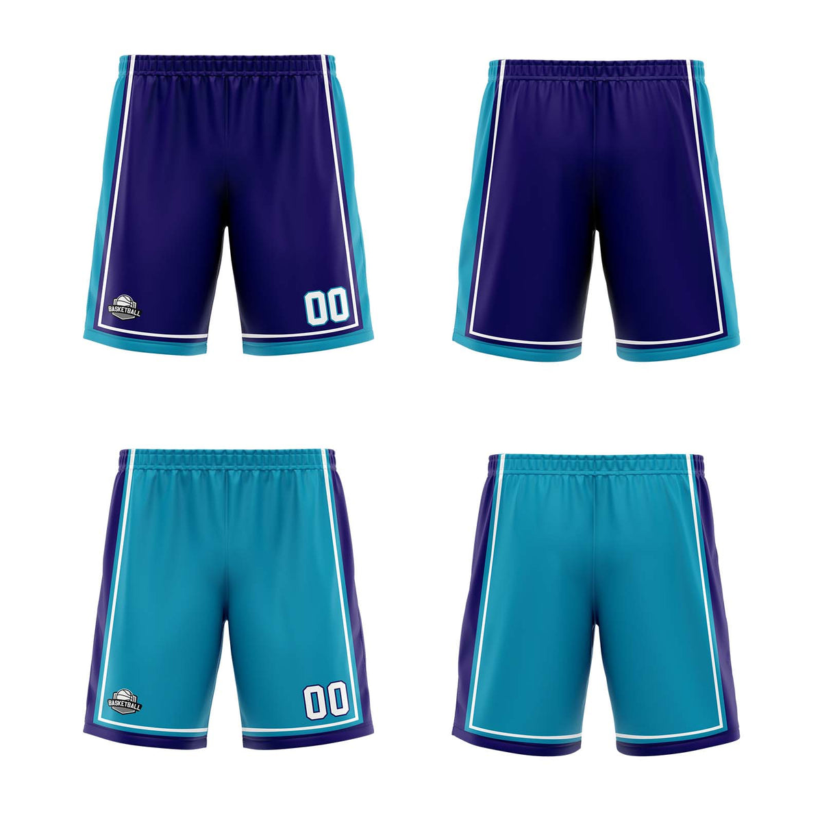 Benutzerdefinierte Lila Teal Reversible Basketball Jersey Personalisierte Print Name Nummer Logo