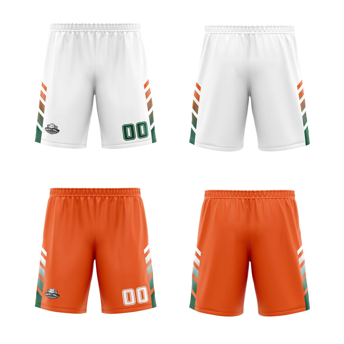 Benutzerdefinierte Weiß Orange Grün Reversible Basketball Jersey Personalisierte Print Name Nummer Logo