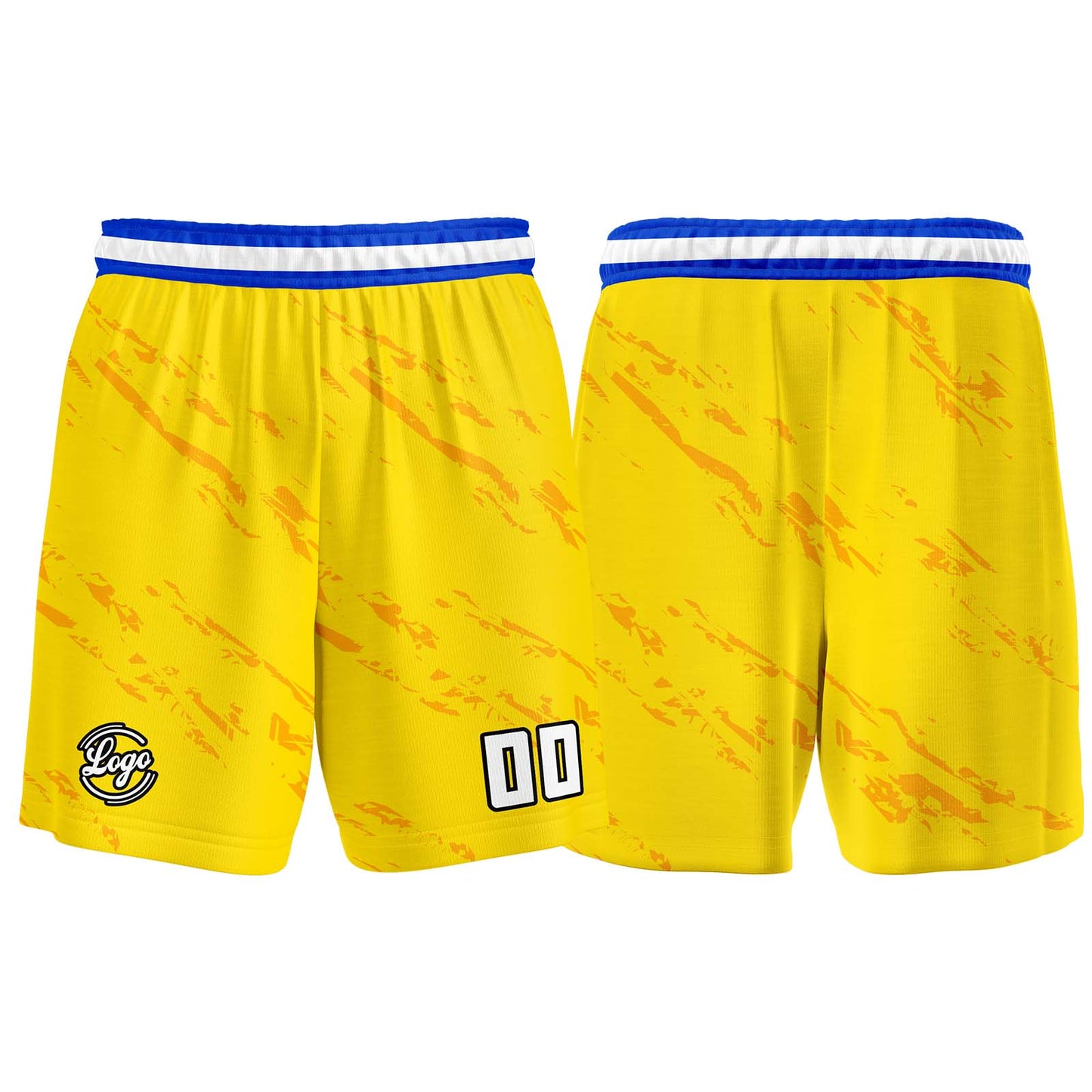 Benutzerdefinierter Gelb Blau Basketball Jersey Uniform Anzug gedruckt Ihr Logo Name Nummer