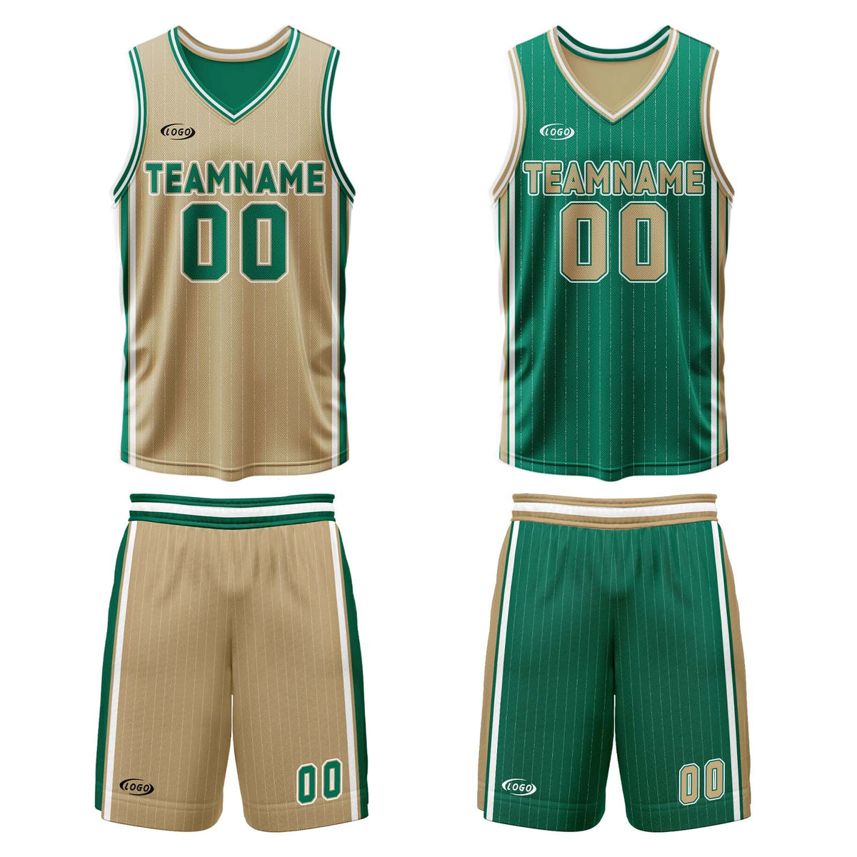 Benutzerdefinierte Gold Grün Reversible Basketball Jersey Personalisierte Drucken Name Nummer Logo