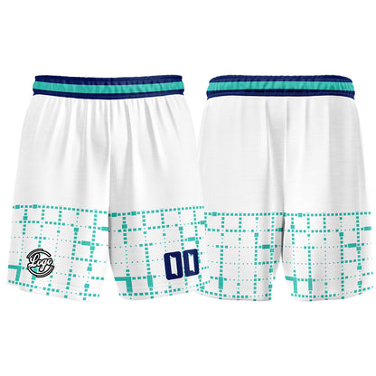 Benutzerdefinierter Weiß Teal Marine Basketball Jersey Uniform Anzug gedruckt Ihr Logo Name Nummer